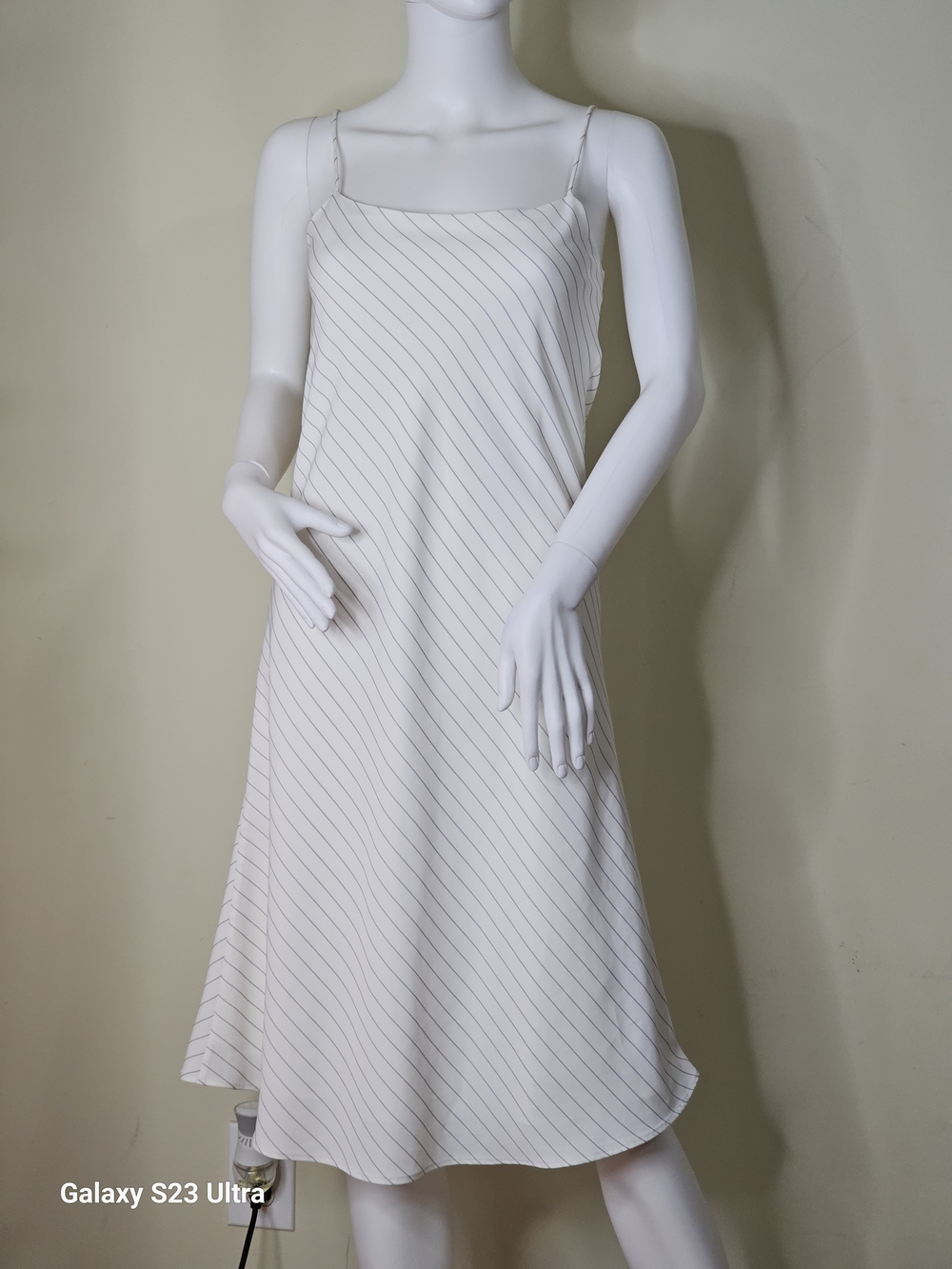 Striped Ivory Slip Dress with Thin Straps